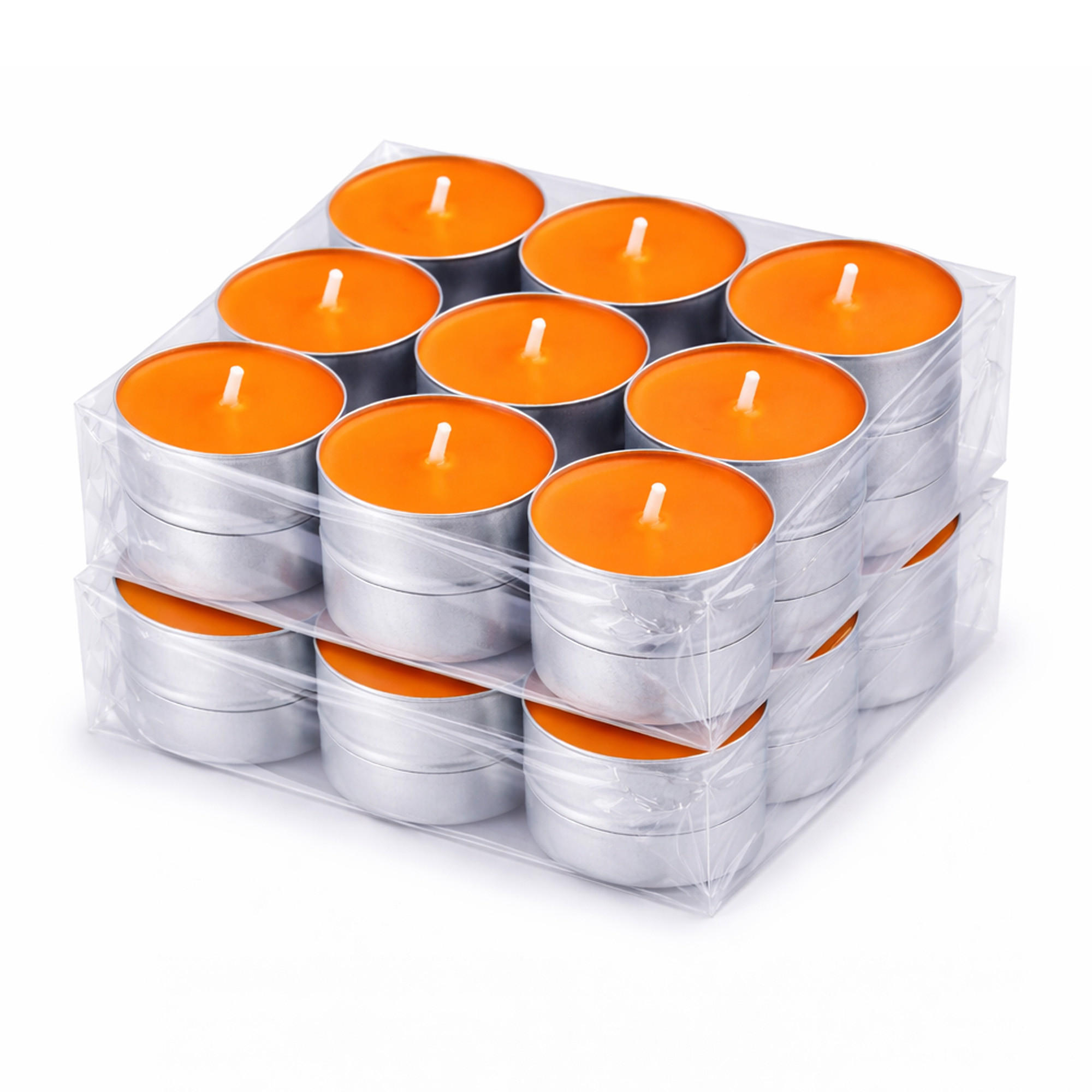 TEELICHT mit Duft - Sonnenschein - 36er Pack - Orange, Naturmaterialien (4/1.5/4cm) - HS Candle