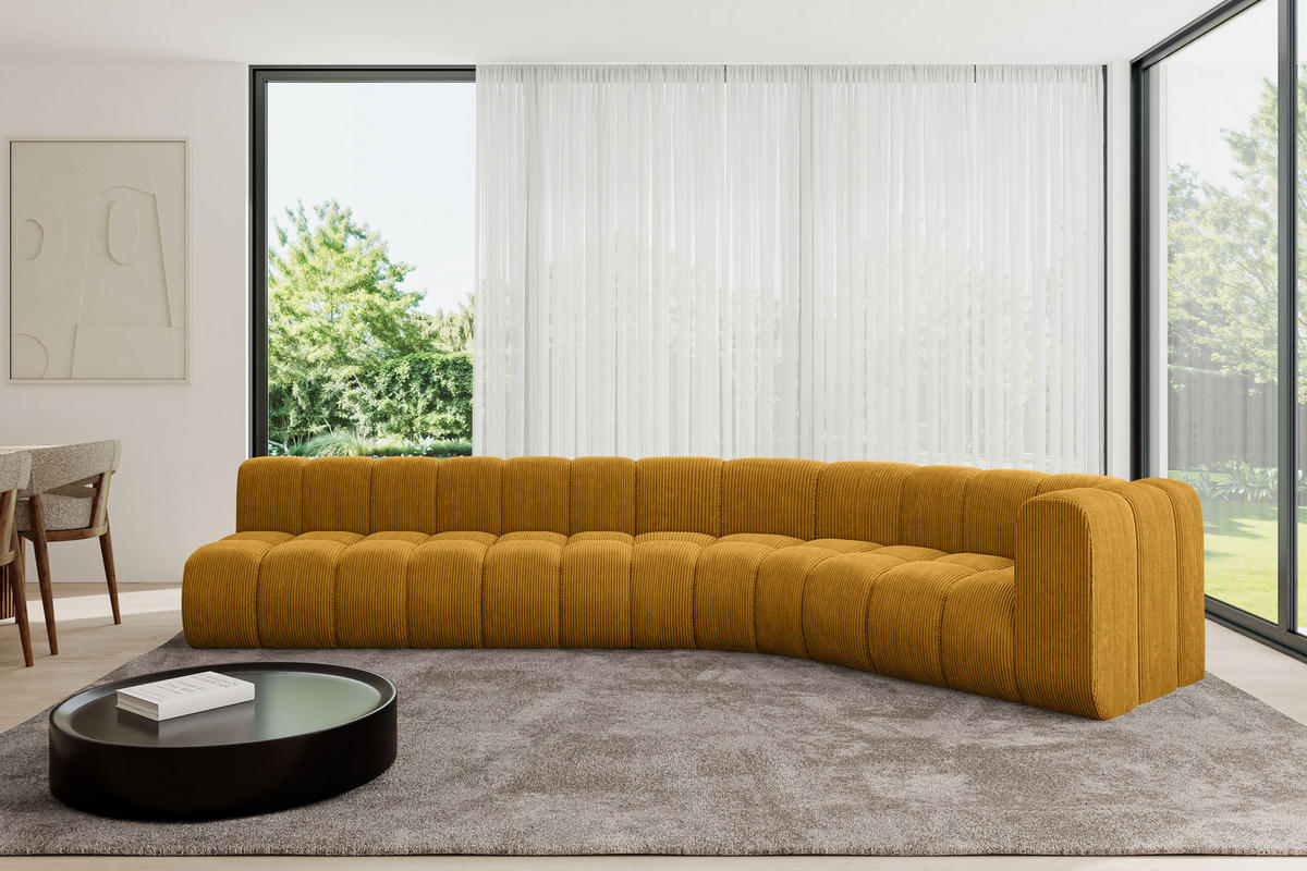 ECKSOFA modulares Sofa Karex-L2 - 399x194x70 cm Senfgelb - Currygelb, Holzwerkstoff/Textil (399/194cm) - ALTDECOR