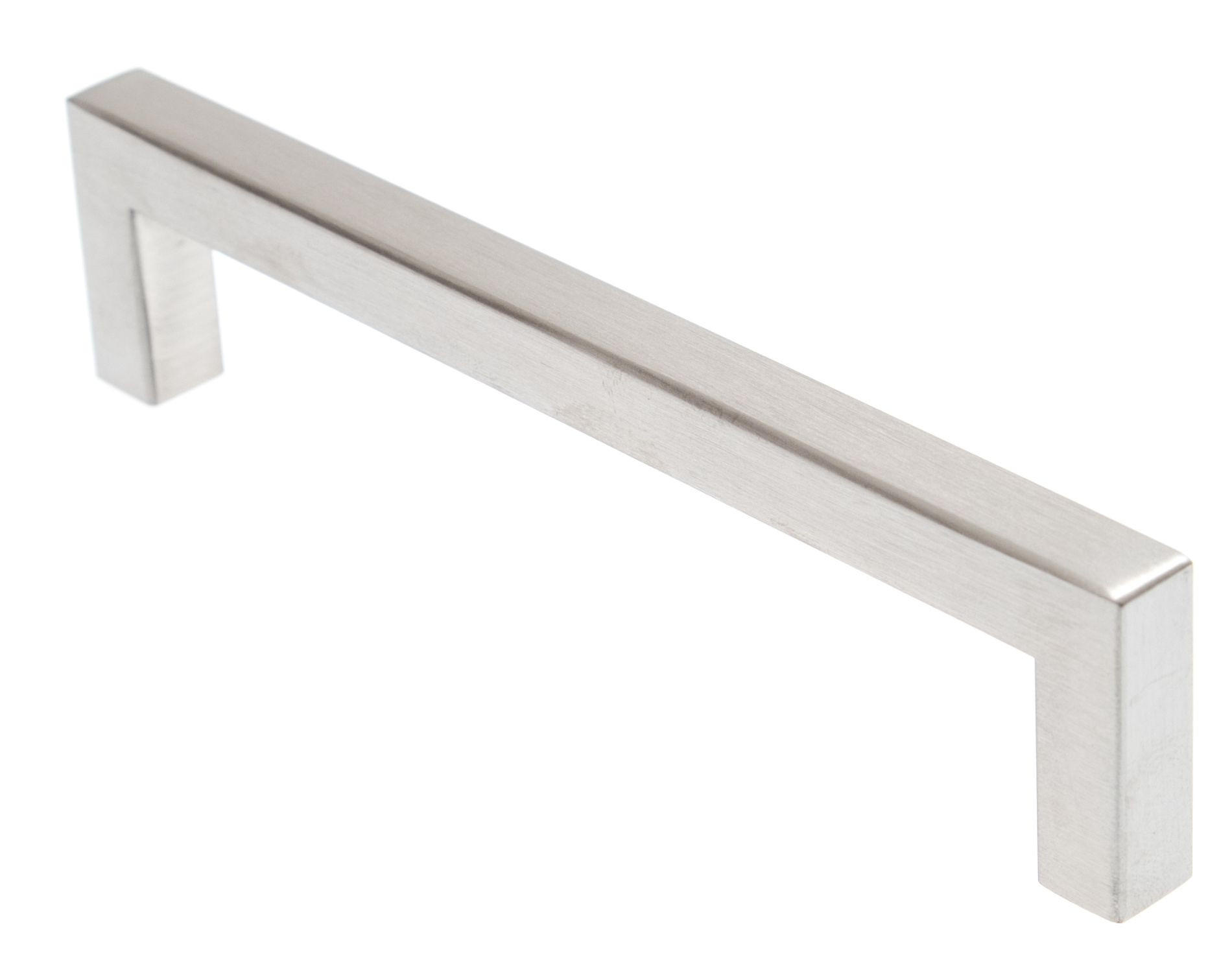 MÖBELGRIFF BA 128mm Edelstahl gebürstet eckig 10x10mm schmal mit 2 Schrauben - Edelstahlfarben, Metall (1/3.2/13.8cm) - Livingpoint24