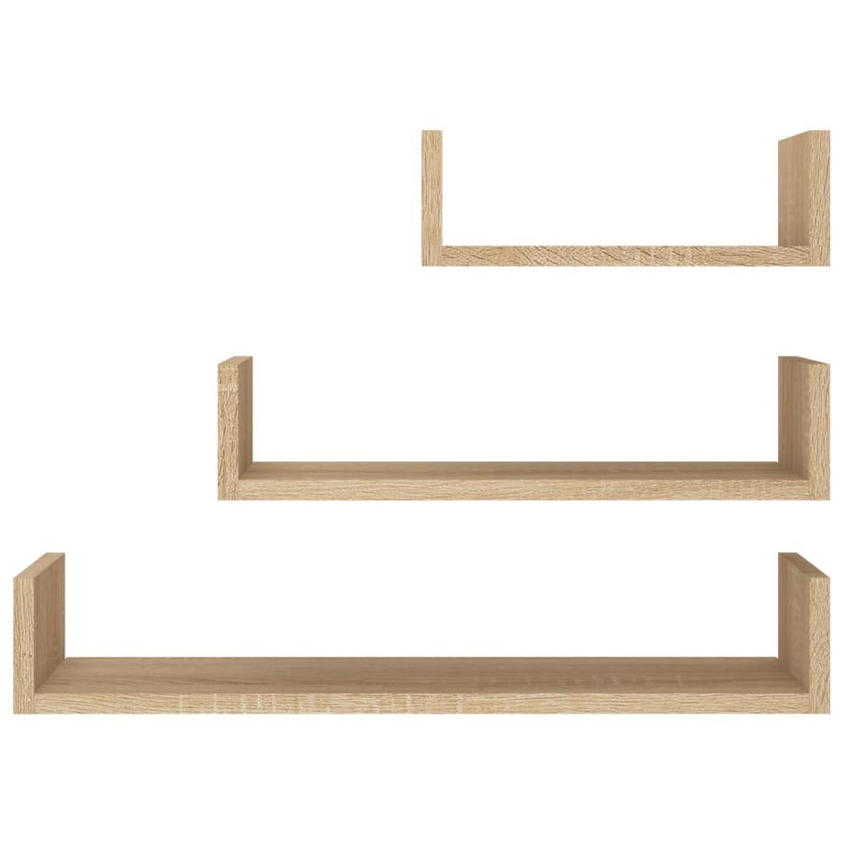 WANDREGALSET 3-teilig 30-60/15/10 cm aus Holzwerkstoff Sonoma-Eiche Dekor - Sonoma Eiche, Holz (60/10/15cm) - vidaXL