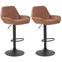 BARHOCKER 2er Set Lederlook hellbraun - Hellbraun/Schwarz, Textil/Metall (51/89/52cm) - CLP