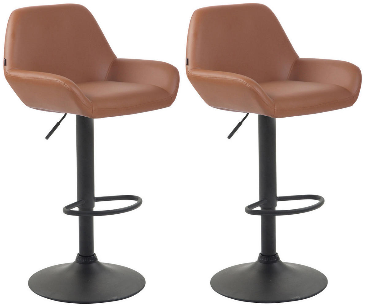 BARHOCKER 2er Set Lederlook hellbraun - Hellbraun/Schwarz, Textil/Metall (51/89/52cm) - CLP