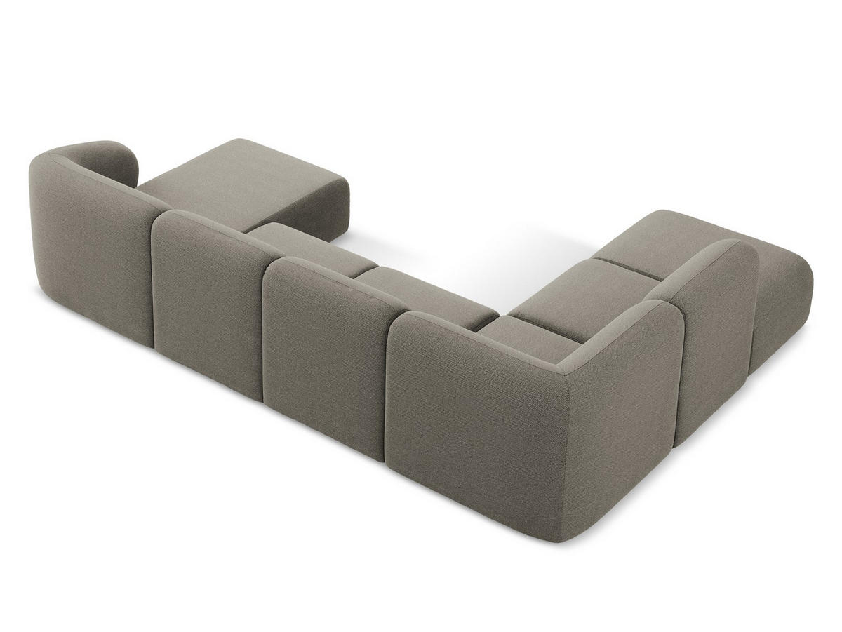 ECKSOFA Links Samt Stoff Grau - Schwarz/Grau, Holzwerkstoff/Kunststoff (240/90cm) - Makamii