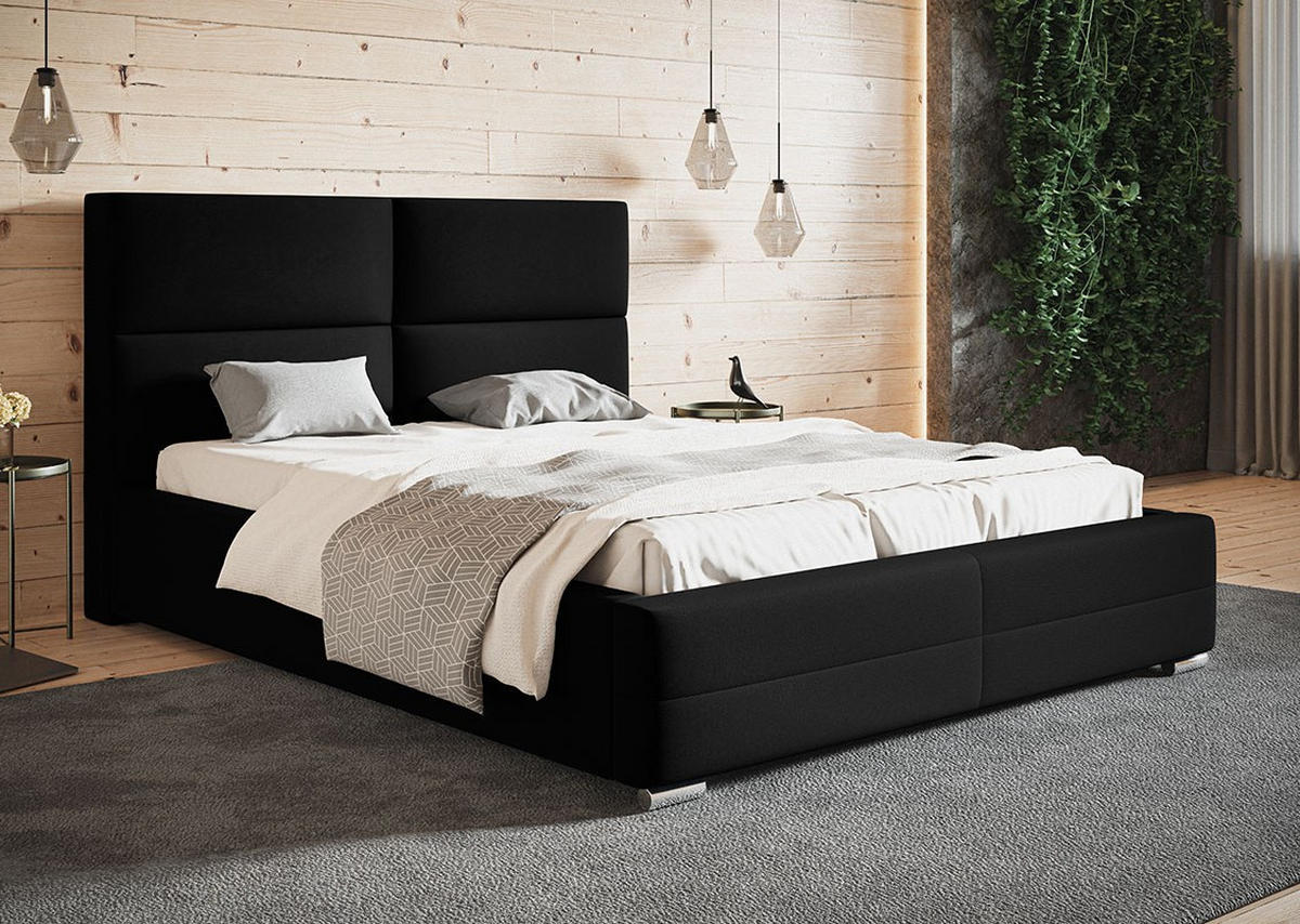 BETT Schwarz BEN 3 180x200 cm - Schwarz, Textil (180/200cm) - Sepro Meble