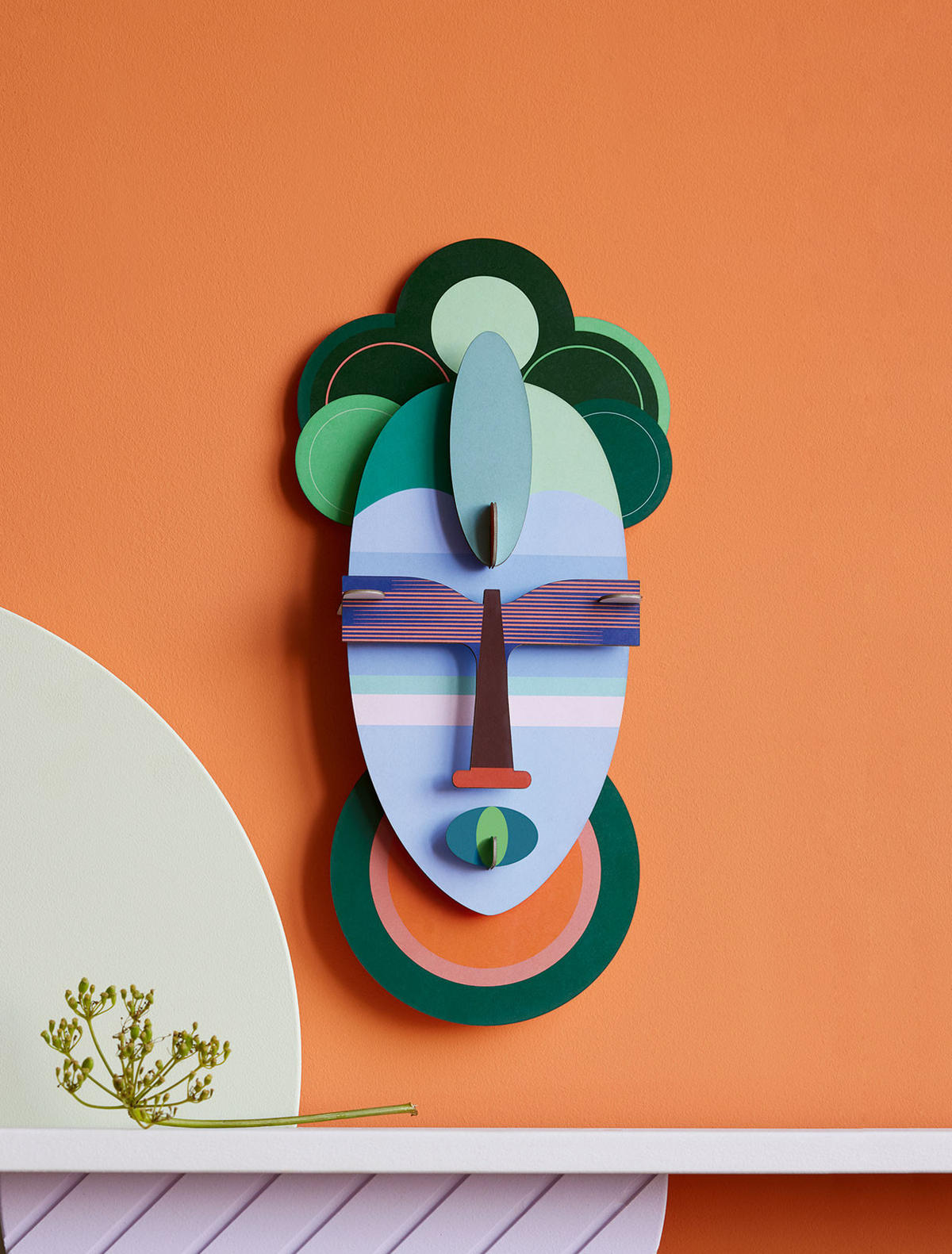 WANDDEKO Abstrakte Maske 4.7/37.1 cm - Multicolor, Wellpappe (4.7/37.1/18cm) - KUNSTLOFT