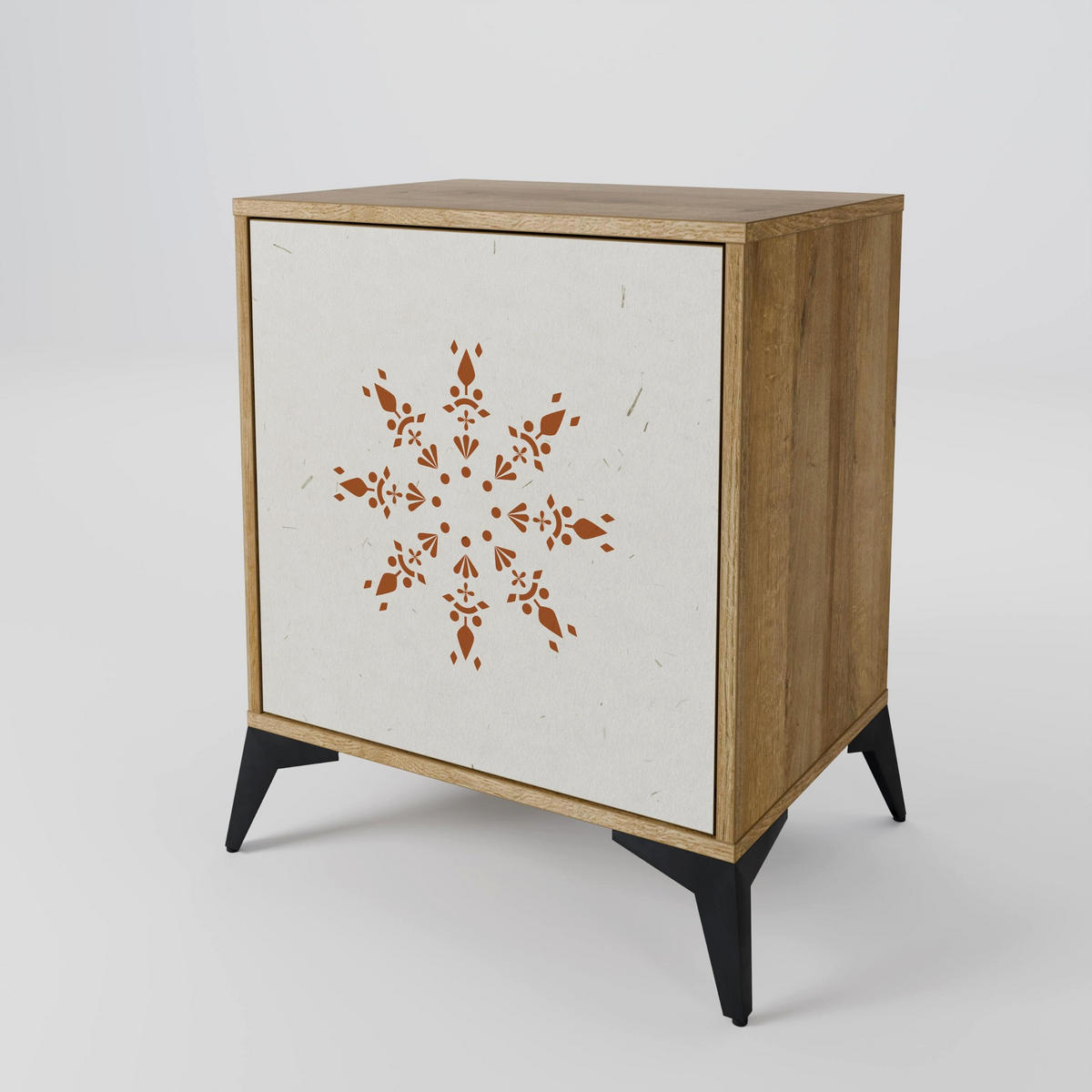 SIDEBOARD DAILY HARMONY, Eichefarben, 57,5x42x72,5 cm, Schwarze Metallfüße - Eichefarben/Multicolor, Holzwerkstoff/Metall (57.5/72.5/42cm) - SpaceRebels