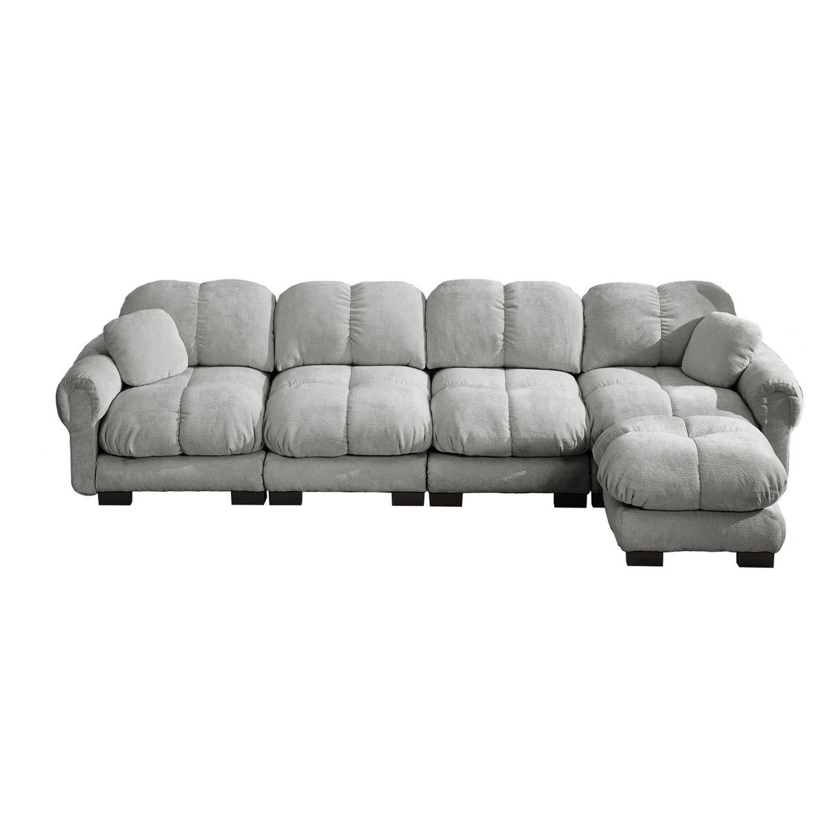 SOFA mit L-Form Chenille Hellgrau - Hellgrau, Holz (149/330cm) - Meubliv