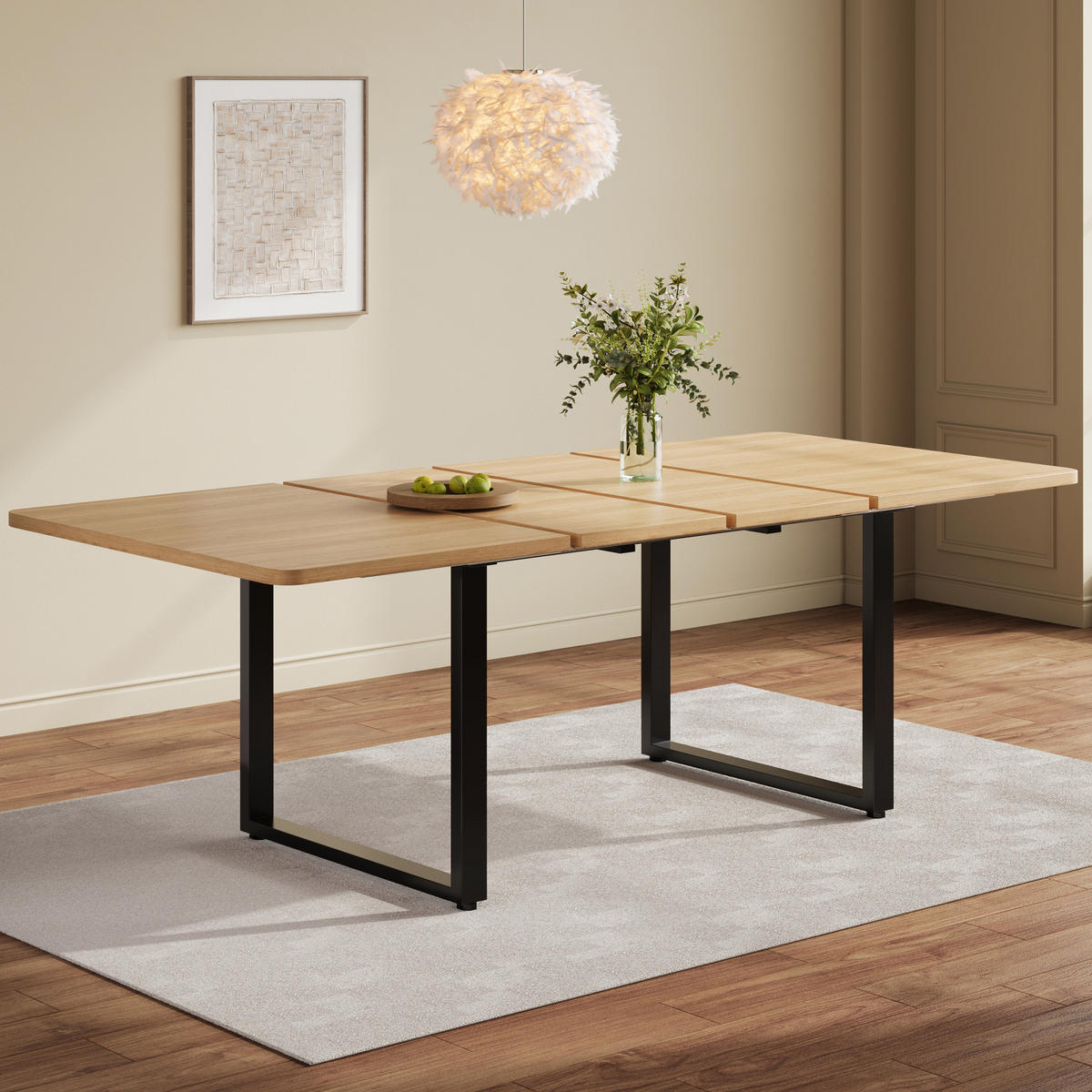 JEDÁLENSKÝ stôl 140–180–220/80 cm dubový dekor rozkladací z MDF - farba duba, kompozitné drevo (220/90/75cm) - OKWISH