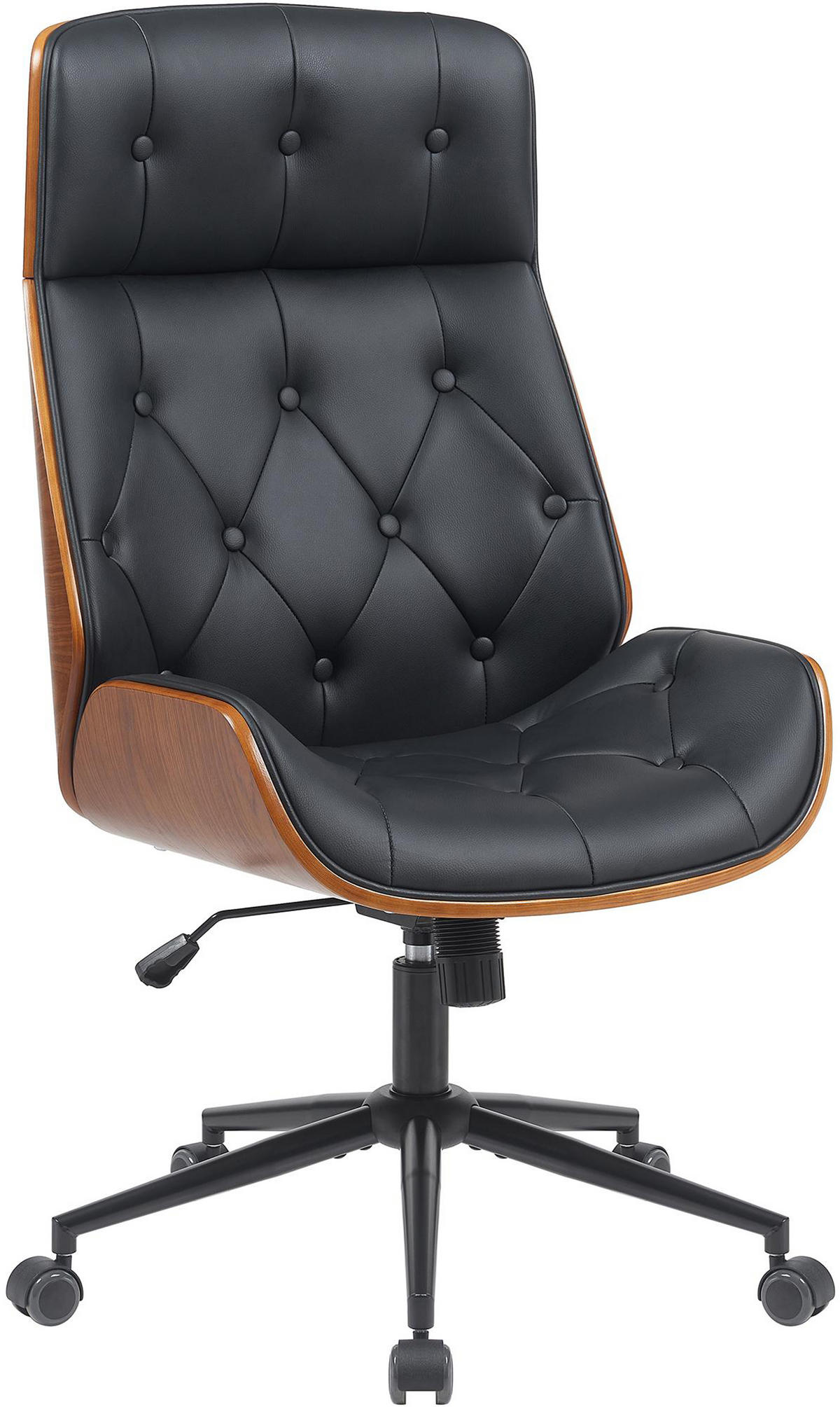 BÜROSTUHL Drayk walnuss/schwarz schwarz - Schwarz, Metall (58/120/66cm) - TPFLiving