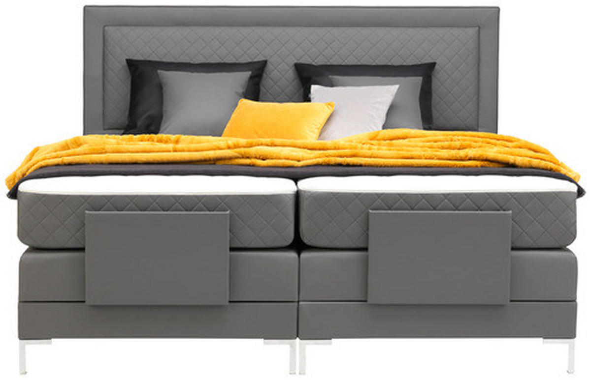 BOXSPRINGBETT 160/200 cm  in Grau  - Alufarben/Grau, Design, Textil/Metall (160/200cm) - Welnova
