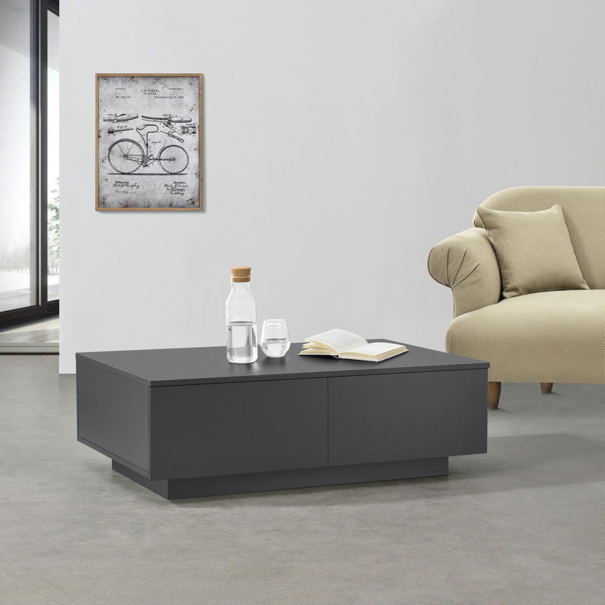 COUCHTISCH Kagiso 95/60/31 - Grau, Holzwerkstoff (60/95/31cm) - [en.casa]