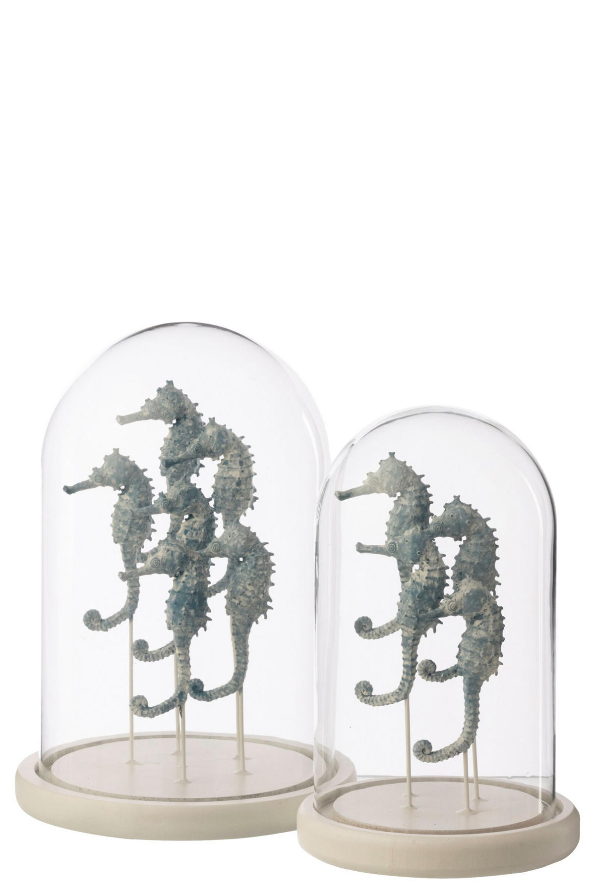 DEKO GLOCKE SEEPFERDCHEN - Blau, Glas (17.5/26/17.5cm) - J-Line