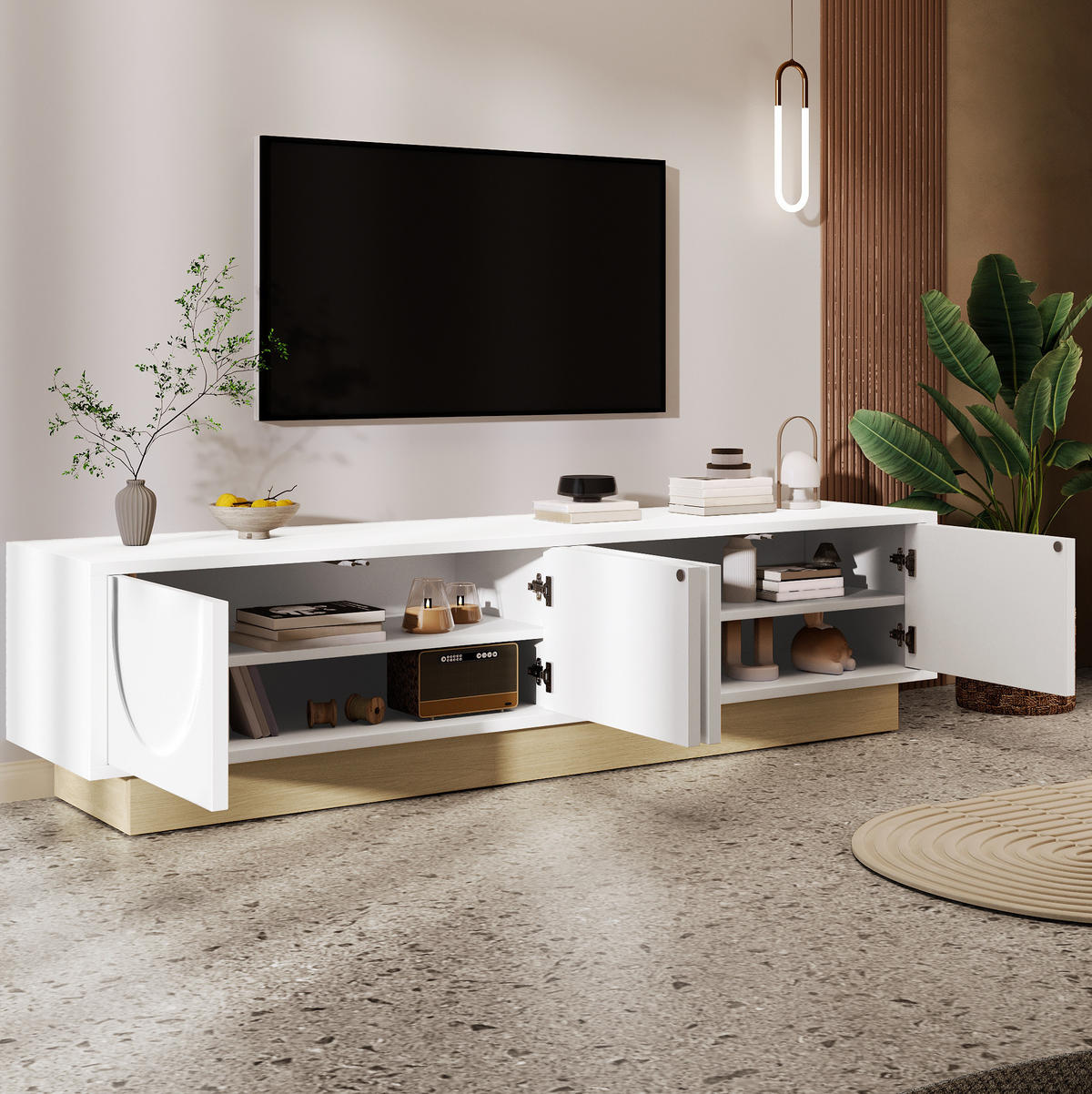 TV-ELEMENT mit 4 Türen 175 x 40 cm MDF Weiß - Weiß, Holzwerkstoff (40/41.5/175cm) - Beauniv