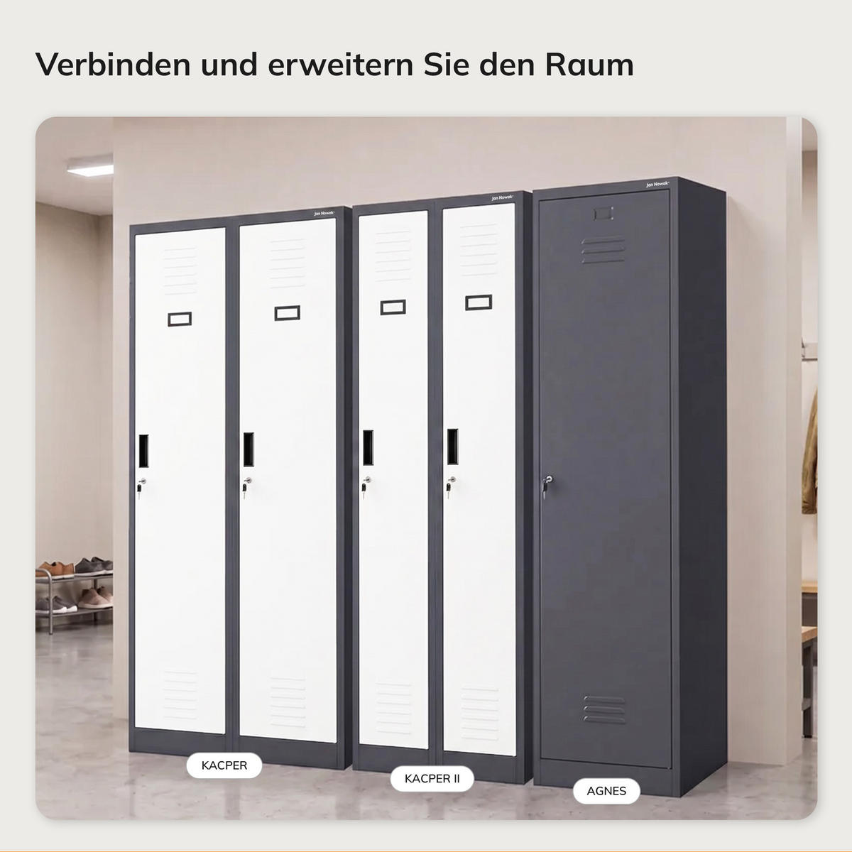 ZWEIFACH-PERSONALSCHRANK KACPER II 180x60x50 cm - Anthrazit/Weiß, Metall (60/180/50cm) - Jan Nowak