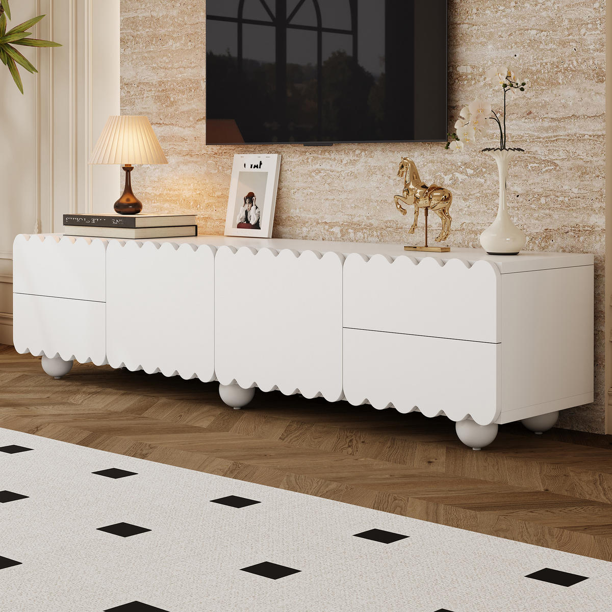 TV-SCHRANK Lowboard 175x38x37 cm weiß modern - Weiß, Holz (175/37/38cm) - Fortuna Lai