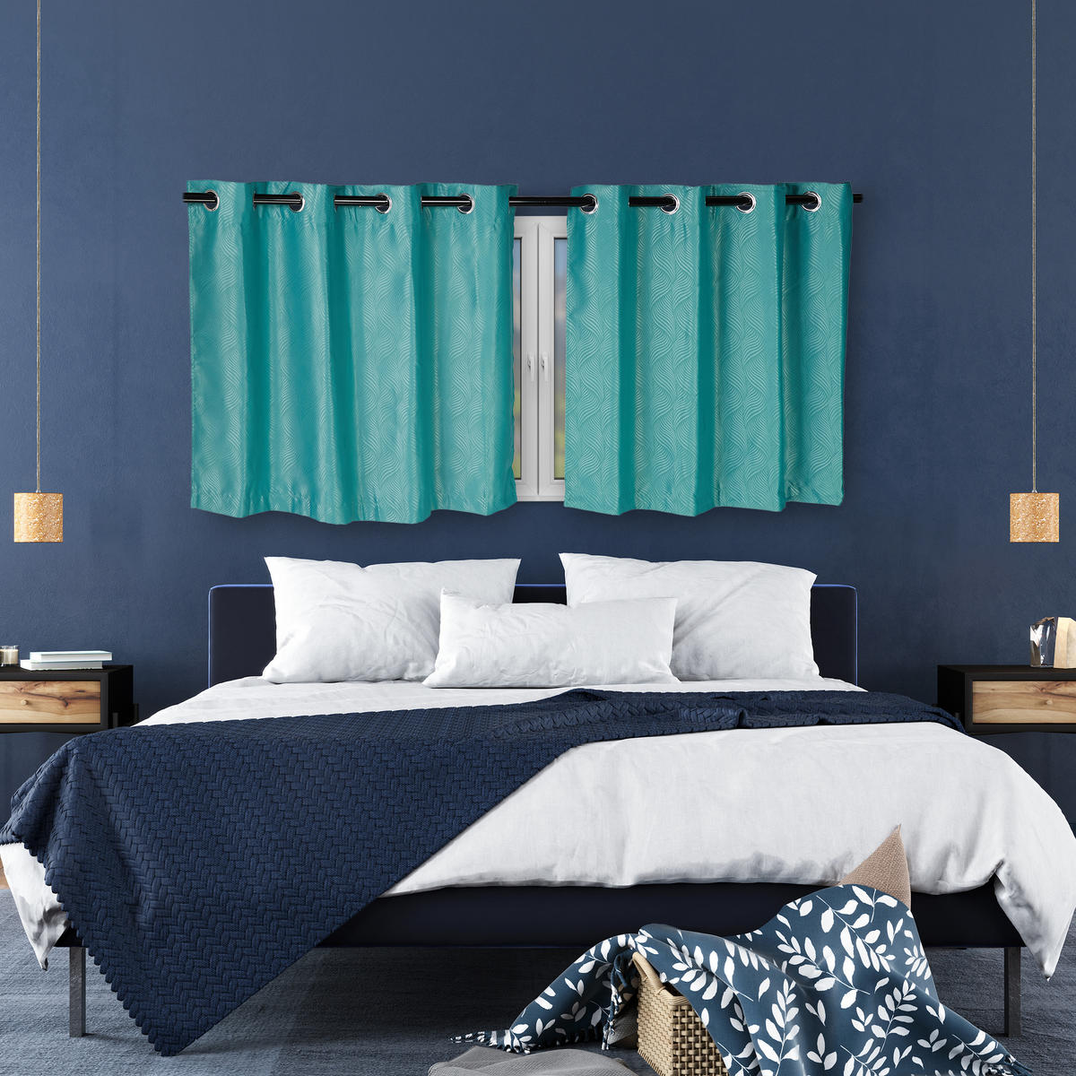 2XZÁVESY - tyrkysová, kov/textil (135/245/0.5cm) - Relaxdays