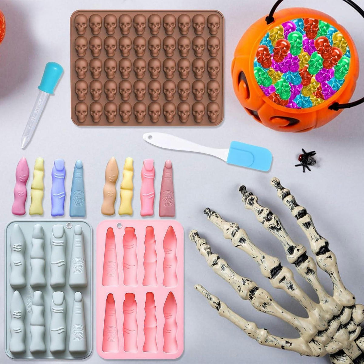 SILIKONFORM Set Halloween 3-teilig Totenkopf Finger - Multicolor, Kunststoff