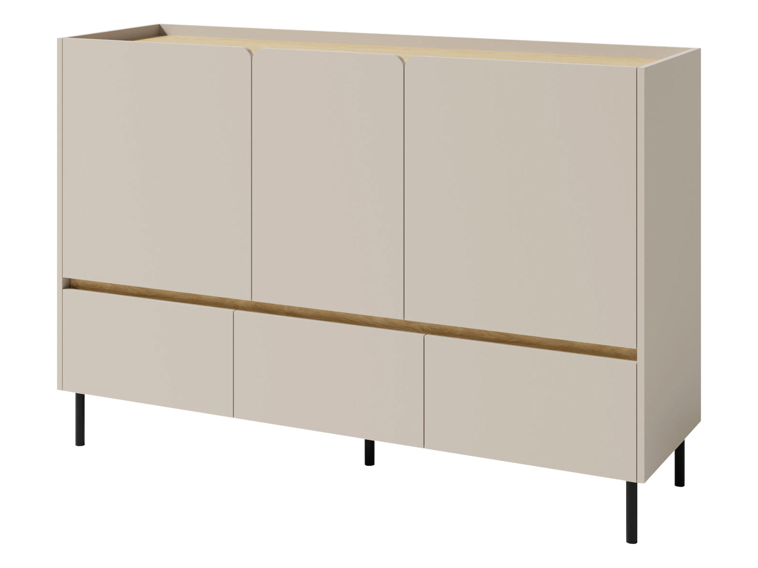 SIDEBOARD Luca LC07 - Sandfarben/Schwarz, Holzwerkstoff/Metall (150/105/40cm) - MIRJAN24