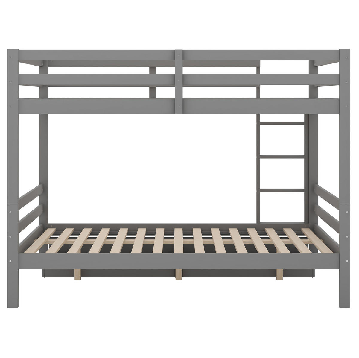 ETAGENBETT 140/200 cm grau mit Schubladen und hohem Geländer - Grau, Holz (140/200cm) - OKWISH