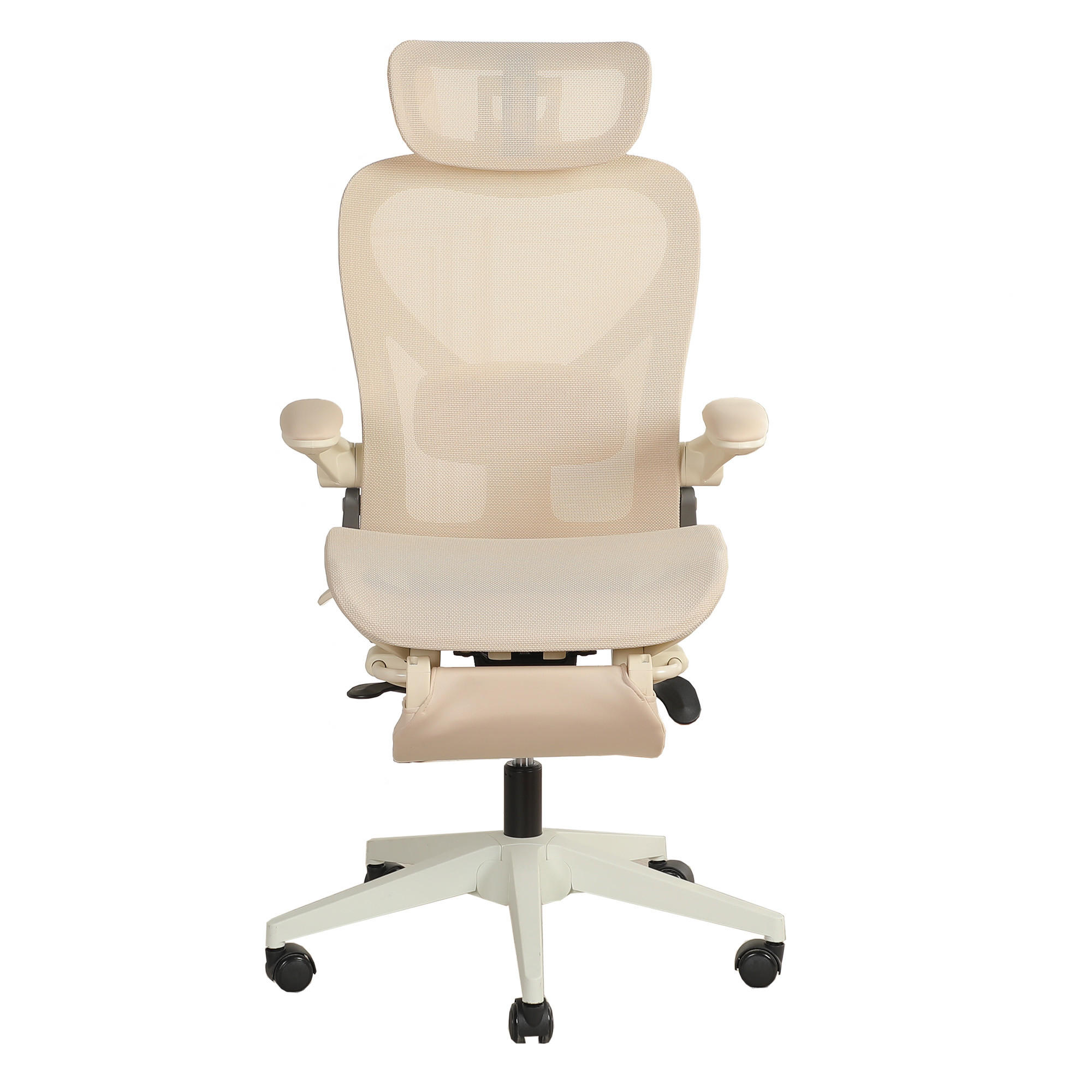 DREHSTUHL DE-40937 mit klappbarer Rückenlehne und 3D-Kopfstütze Creme - Creme, Metall (62/129/48.5cm) - ComfortXL