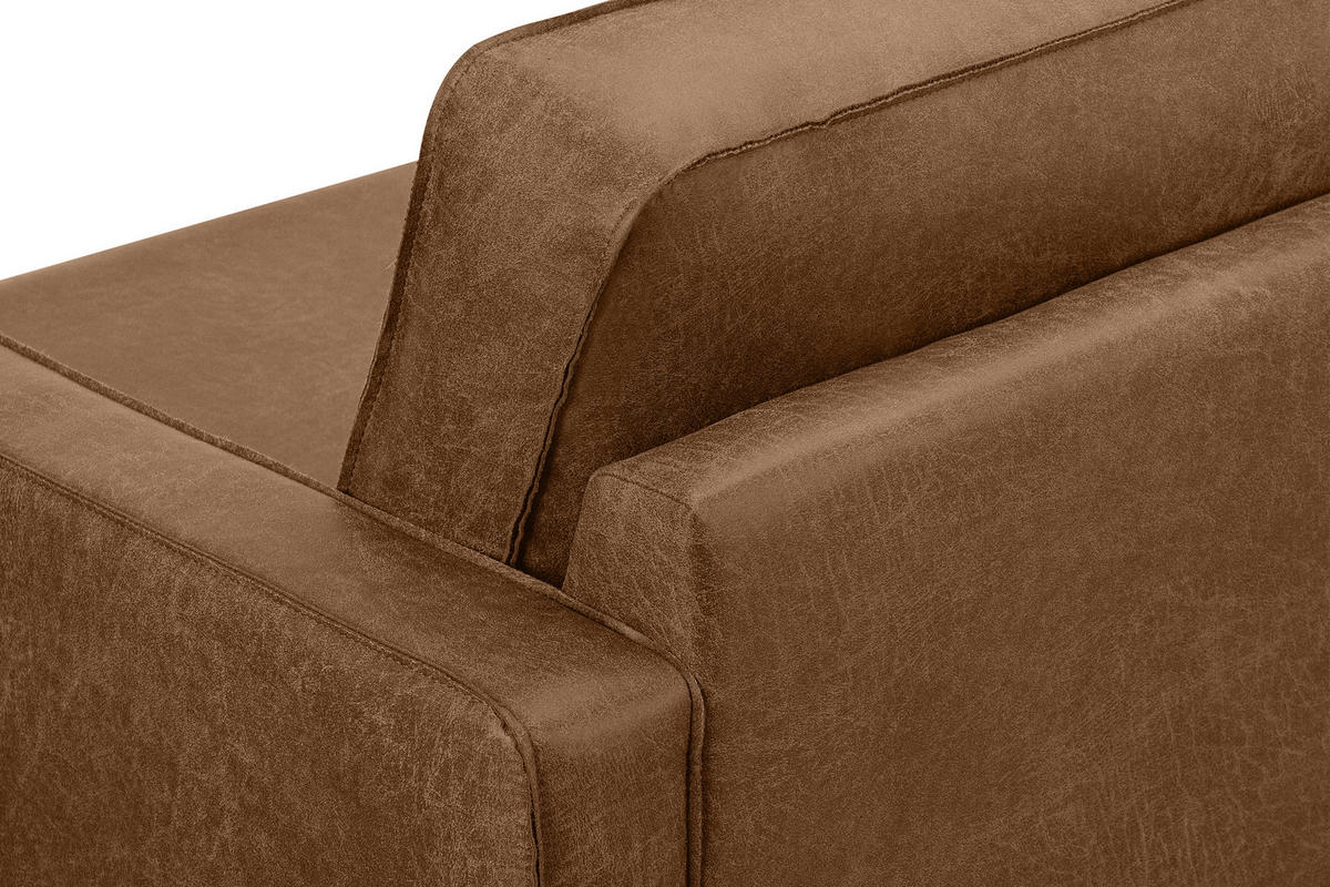 3-SITZER-SOFA INVIA Klassische-Stil mit Armlehnen, Lederoptik-Stoff, braun - Schwarz/Braun, Textil (209/87/98cm) - KONSIMO®