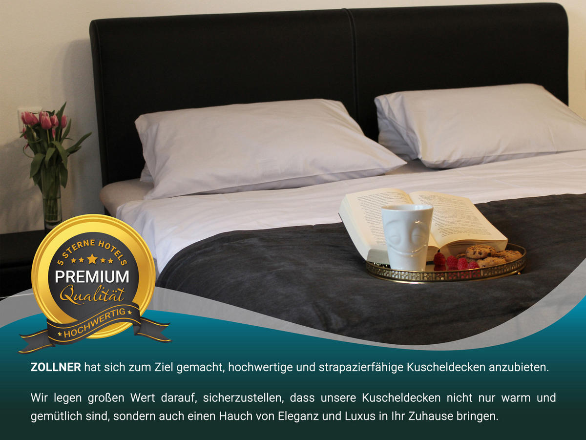 KUSCHELDECKE, 150x200 cm, 60% Baumwolle, 40% Polyacryl, Schwarz - Graphitfarben, Naturmaterialien (150/200cm) - Zollner