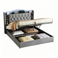POLSTERBETT 160/200 cm Grau Doppelbett mit Stauraum, LED & USB-Ladestation - Grau, Holz/Textil (160/200cm) - PARAFTA HOME