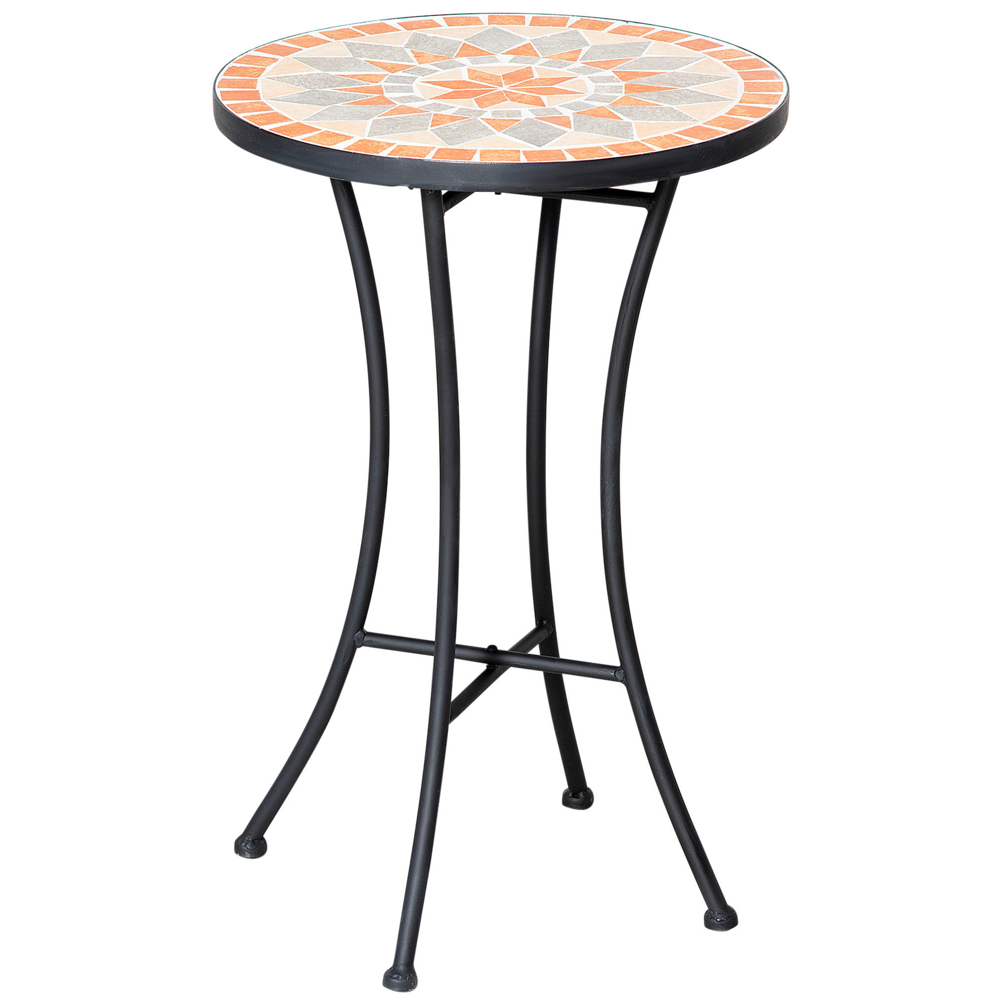 GARTEN BEISTELLTISCH, Schwarz, Keramik - Gelb, Keramik/Metall (35.5/35.5/53.5cm) - Outsunny