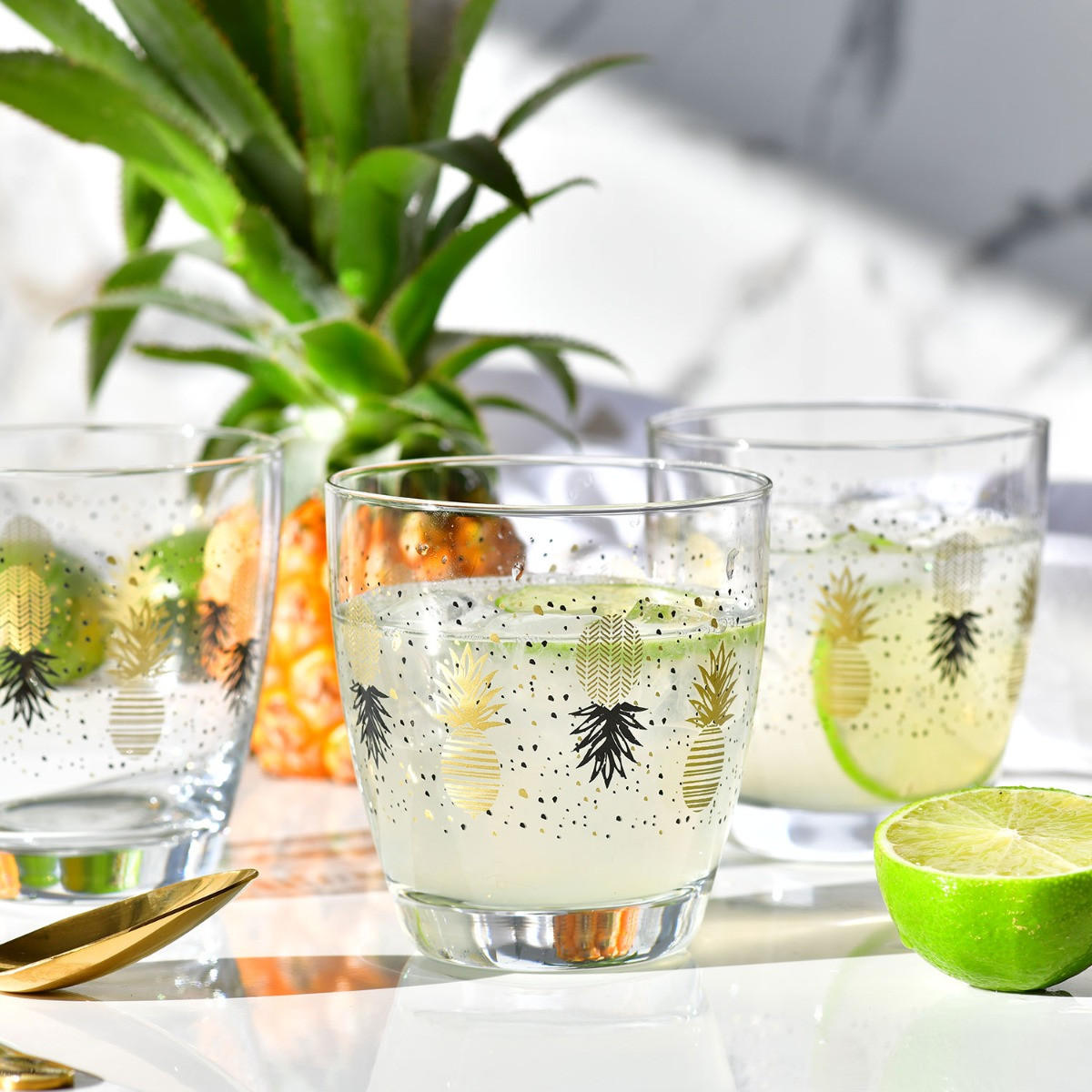 TRINKGLÄSER DECO ANANAS, 2ER-SET, 370 ML - Transparent, Glas (0.37L) - Krosno Glass