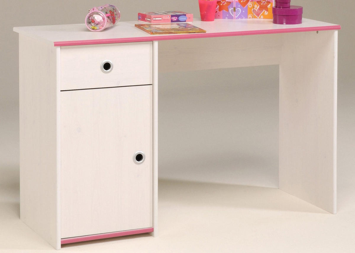 JUGENDZIMMER Set Stauraumbett 90 x 200 Schreibtisch Nachttisch - Silberfarben/Weiß, Holzwerkstoff/Kunststoff (98/80/207cm) - Parisot Meuble
