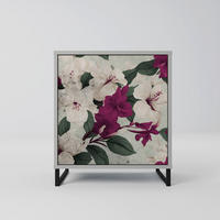 SIDEBOARD FLOWERET DREAM, Grau, 57,5x42x67,5 cm, Schwarze Metall-Rahmenfüße - Multicolor/Schwarz, Holzwerkstoff/Metall (57.5/67.5/42cm) - SpaceRebels