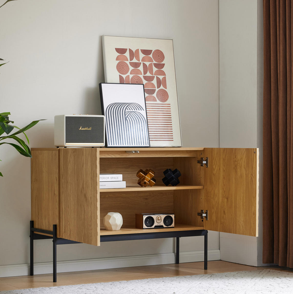 SIDEBOARD 100/40/75 cm aus Spanplatte mit Metallbeinen Natur - Naturfarben, Holzwerkstoff (100/75/40cm) - Modenvie