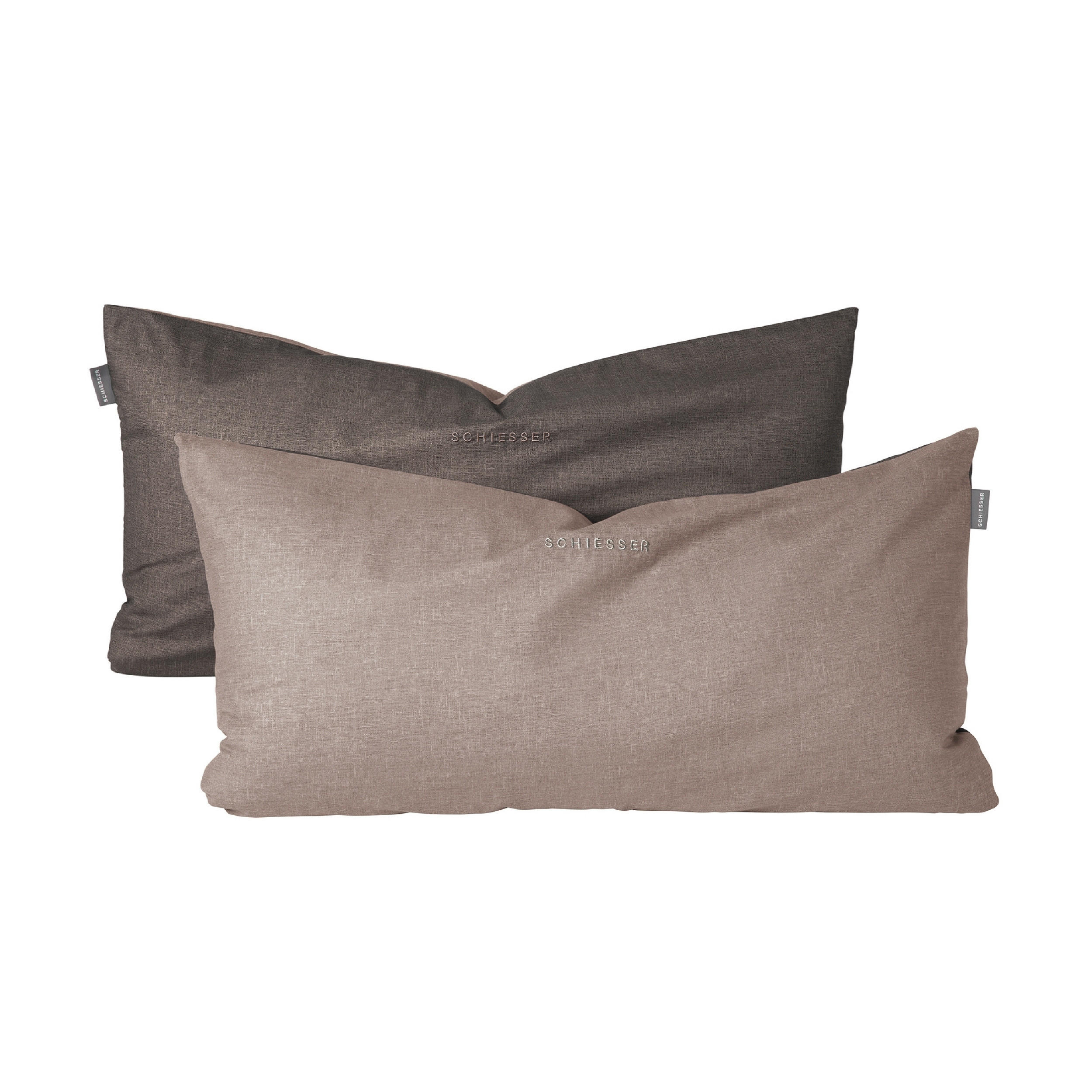 KISSENHÜLLENSET Doubleface - Renforcé - 2-teilig - 40 x 80 cm - Taupe-Dunkelgrau - Dunkelgrau/Braun, Textil (40/80cm) - SCHIESSER