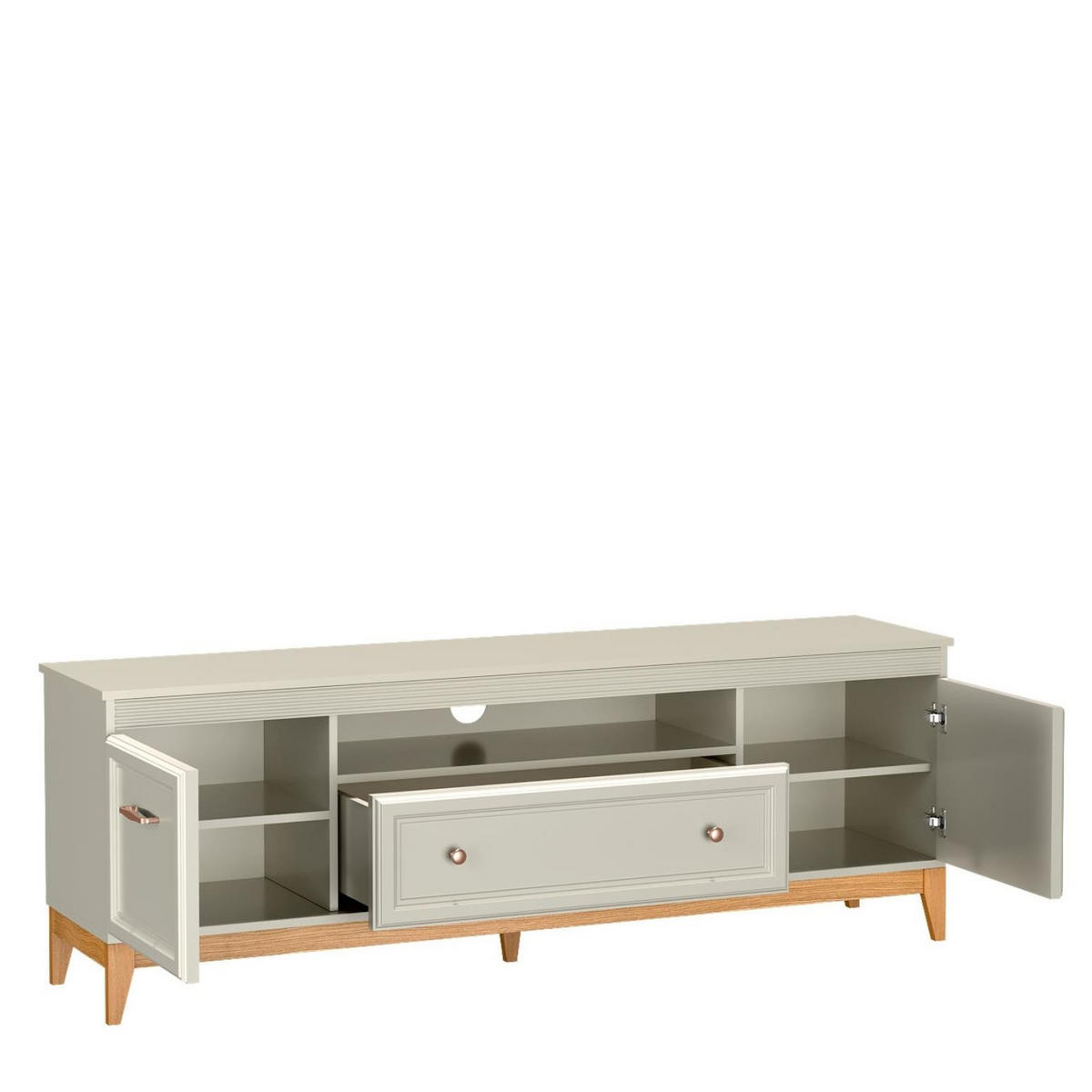 RTV-SCHRANK Windsor Kaschmir, Breite Dreitürige TV-Tisch mit Schublade - Kaschmir, Holzwerkstoff (179/62/41cm) - Bettso