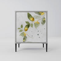 SIDEBOARD ELEGANT BOTANICS, Grau, 57,5x42x72,5 cm, Schwarze Metallfüße - Multicolor/Schwarz, Holzwerkstoff/Metall (57.5/72.5/42cm) - SpaceRebels