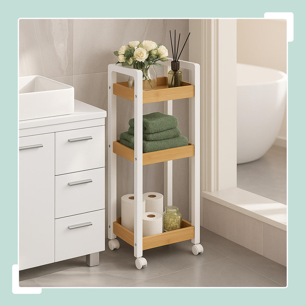 ROLLWAGEN - Multicolor, Holz/Holzwerkstoff (30/80/20cm) - Relaxdays