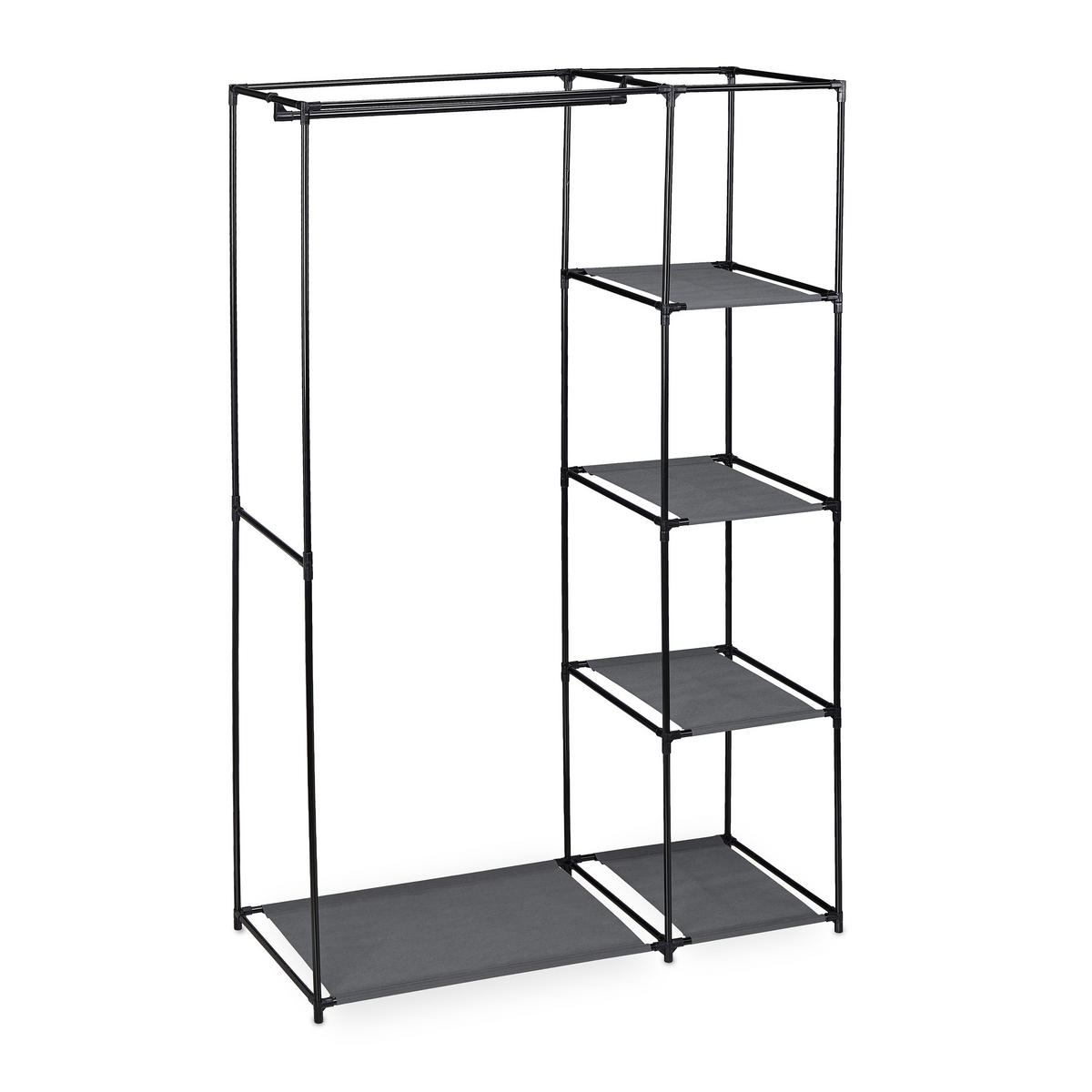 STOFFSCHRANK - Grau, Kunststoff/Textil (105.5/161/45cm) - Relaxdays