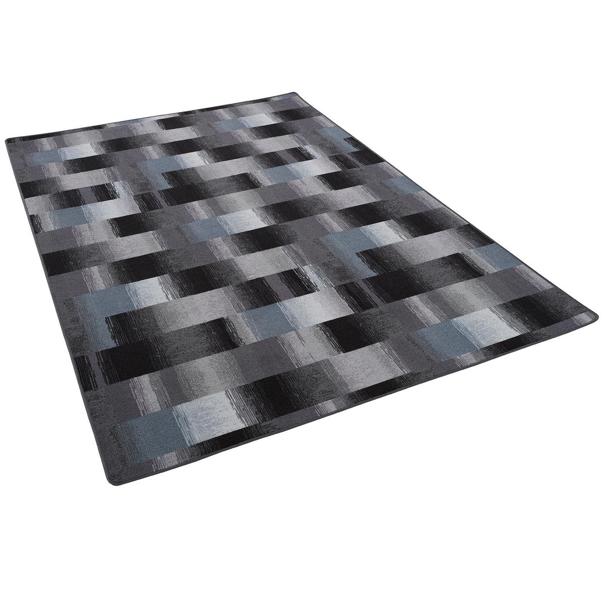 DESIGNER VELOUR TEPPICH MYSTIC KARO - Blaugrau, Textil (80/160cm) - Snapstyle