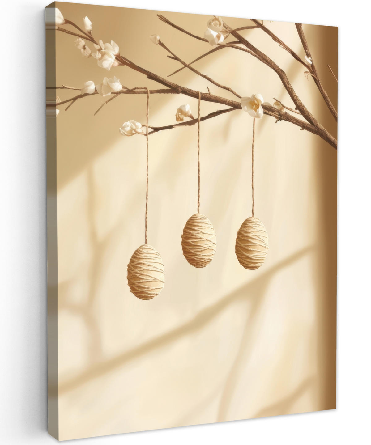 LEINWANDBILD Beige - Osterkuchen - Eier Wandbild Wohnzimmer 60x80 cm - Beige, Textil (60/80cm) - MuchoWow