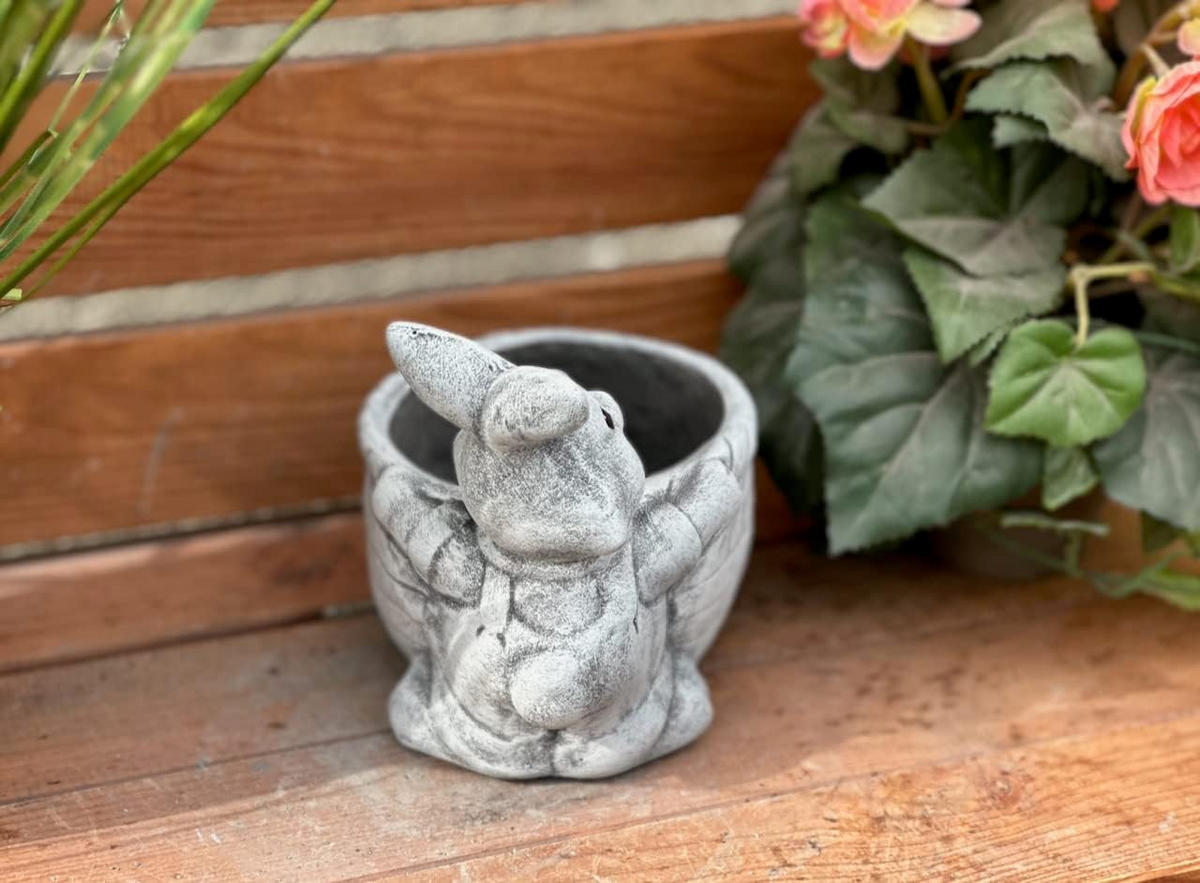 STEINFIGUR Hasen Hasenbecher frostfest Steinguss massiv - Grau, Stein (14/14/10cm) - stoneandstyle