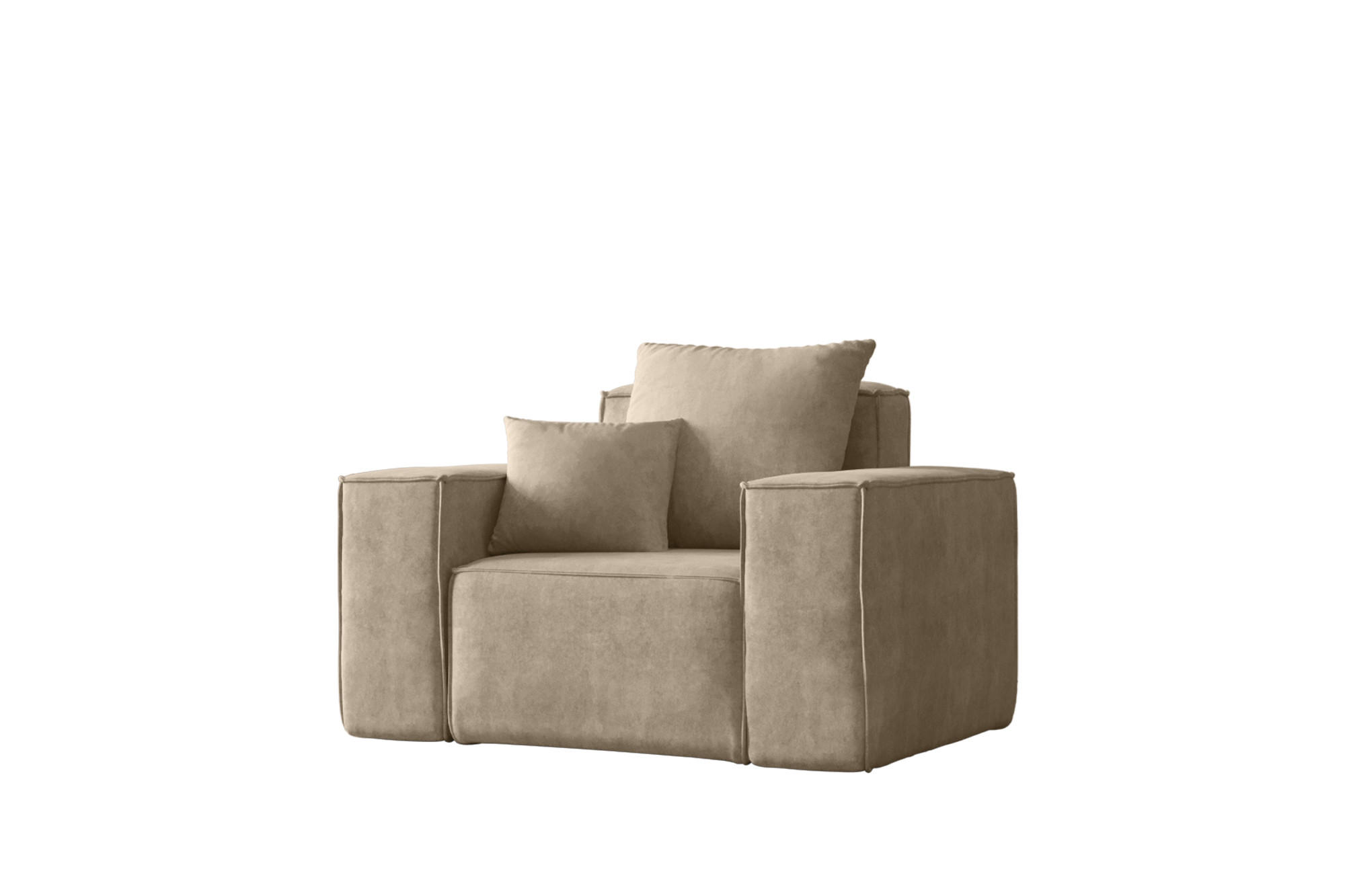 SESSEL ELLA Modern Stoff Noel Hellbeige - Ecru, Holz/Textil (90/78/117cm) - Kaiser Möbel