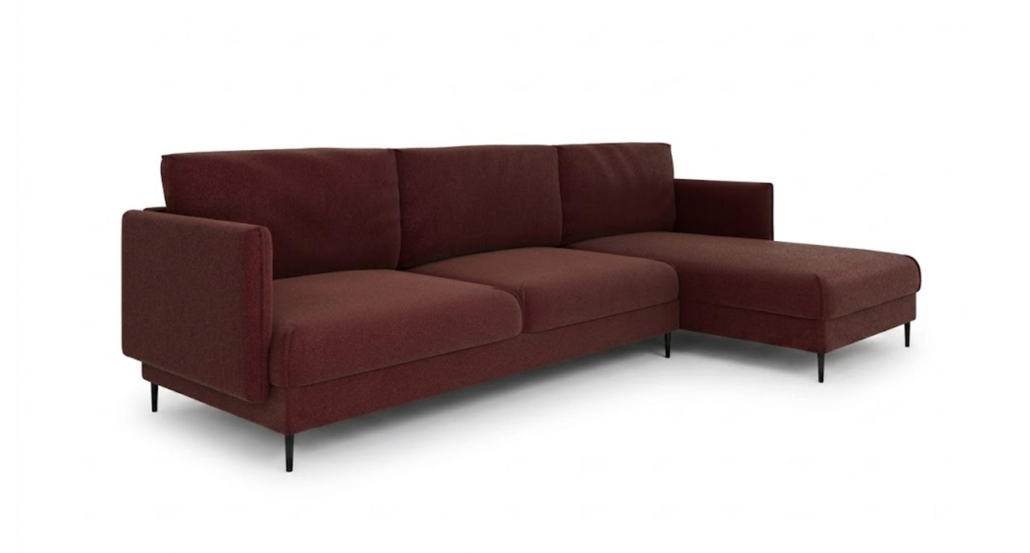 ECKSOFA Helmer Max In Stoff Baloo - Bordeaux, Holzwerkstoff/Textil (323/164cm) - Fun Möbel