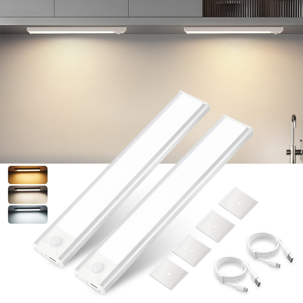 LED-UNTERBAULEUCHTE Beeskow II 20/4/1cm(2er-set) - Silberfarben, Metall (20/4/1cm) - Nettlife