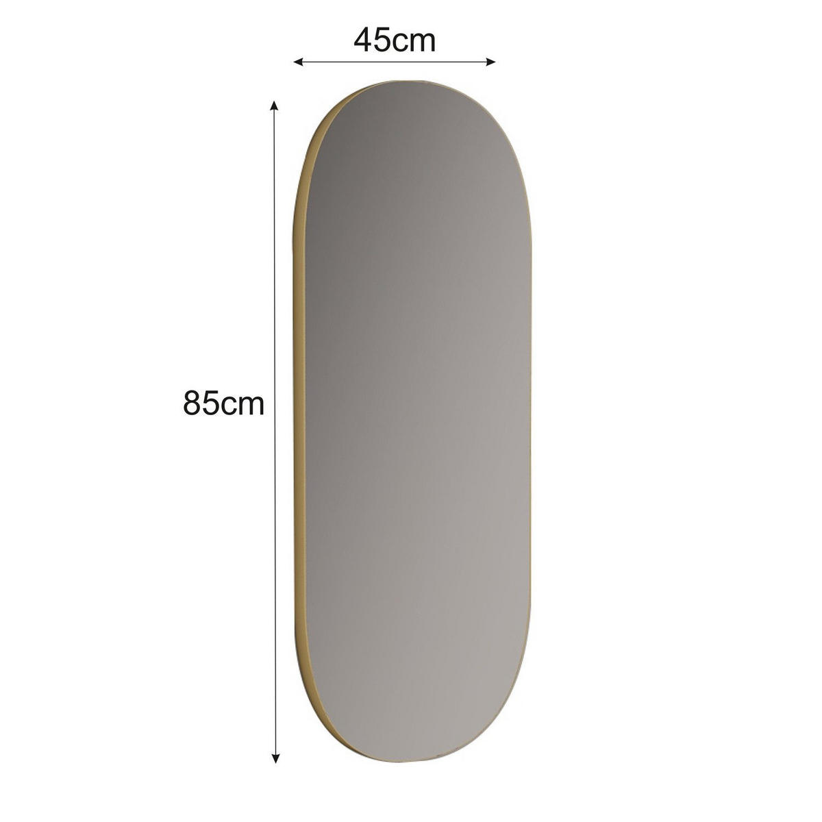 WANDSPIEGEL 45x85 cm, Transparent Gold Flurspiegel Oval - Transparent, Glas (45/85/3cm) - Ibonto