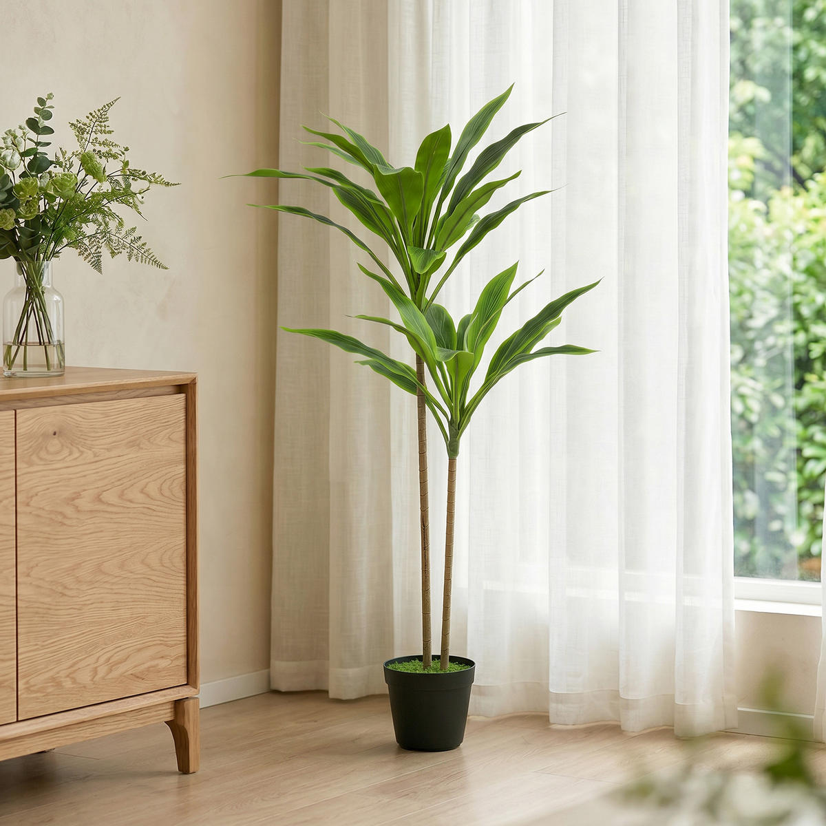 KUNSTBAUM Grün realistisch mit Topf 29 Blätter 90 cm - Grün, Kunststoff (90cm) - PANGIVO