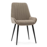 STUHL LUCA gepolstert mit Steppung - dunkelbeige schwarze Beine - Samt Velours - Beige/Schwarz, Textil/Metall (51/88/50cm) - NEW HOME