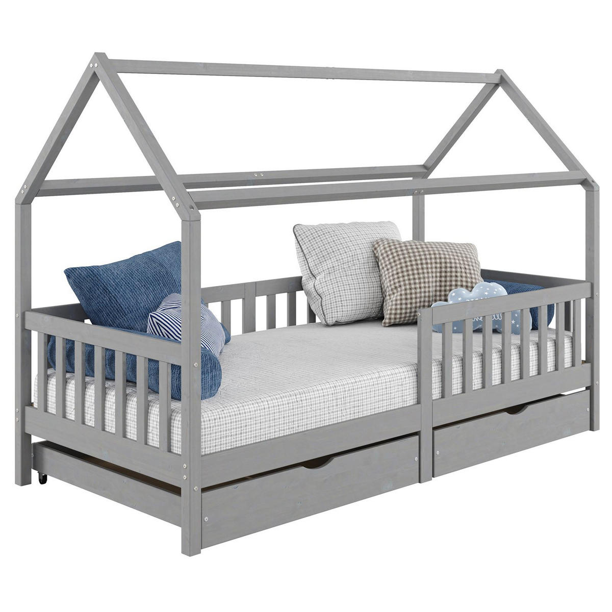 HAUSBETT NUNA 90X200 CM - Grau, Holz (96/145/207cm) - IDIMEX