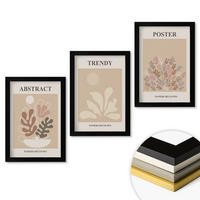 WANDBILDER 3er-Set - 20x30 cm Schwarzer Rahmen - Pflanzenmotive beige braun - Schwarz, Kunststoff (20/30cm) - ArtPrintCave