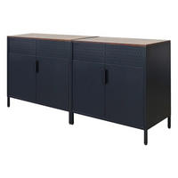 AKTENSCHRANK Lion 2er Set Stahl 76x80x40cm Vintagebraun/Schwarz - Schwarz, Metall (160/76/40cm) - PROREGAL