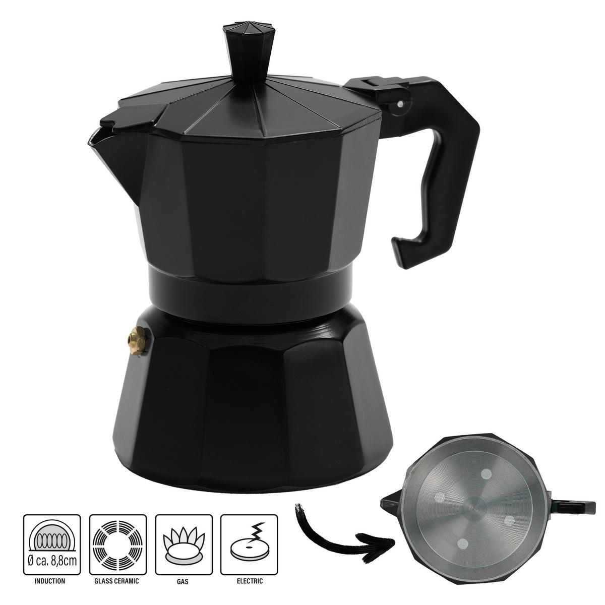 ESPRESSOKOCHER 170 ml - Schwarz, Metall (17.5/15/22.8cm)